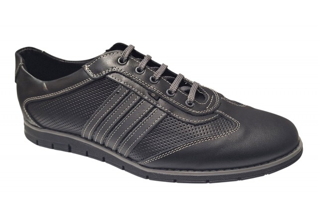 Pantofi barbati sport din piele naturala - Model negru 1053N